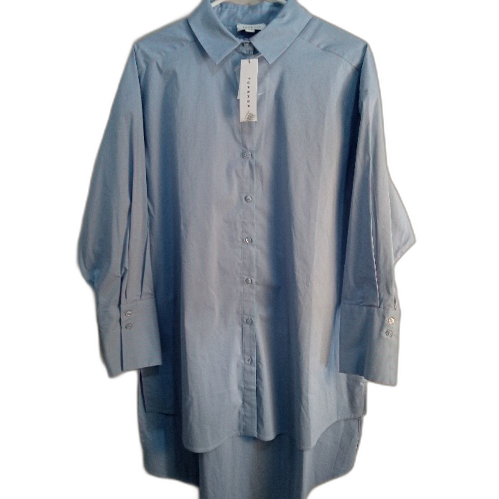 Top Shop Shirt Size 6 New With Tags Blue Button Down W/ Stripes Business Casual